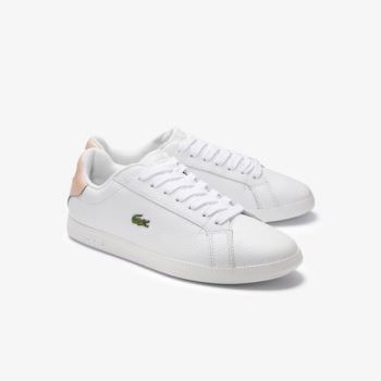 Lacoste Graduate Leather Sneakers Dámské - Tenisky Bílé / Světle Oranžové | CZ-Qa0v3E